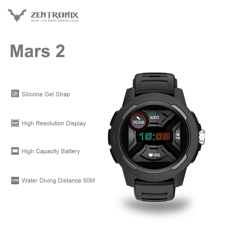 North Edge 2021 New Mars 2 Men's Digital Watch Men Fashion Sports Watches Full Touch Screen Heart Rate Pedometer Stopwatch IP68 Waterproof Clock